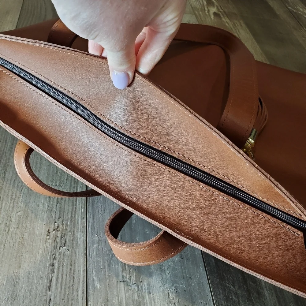 NWT Coblentz U.S.A. Handmade Large Leather Zippered Sierra Tote Bag